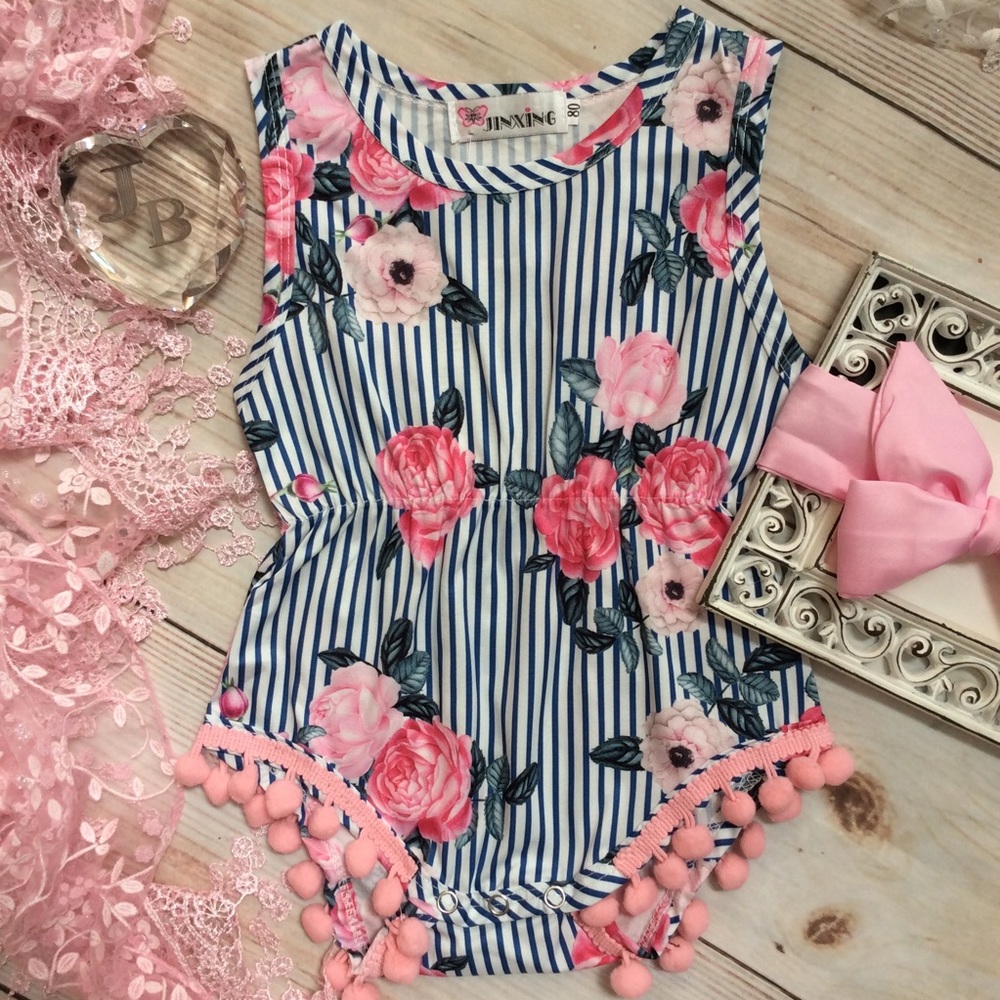 Boutique Baby Girls Floral Romper & Headband - Picture 2 of 4